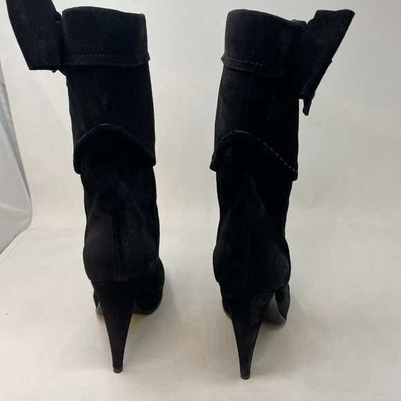 Christian Dior Dress Boots 38.5 8 Black Suede Bow Round Toe Party High Heel Shoe - Picture 6 of 11